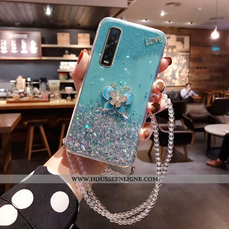 Coque Oppo Find X2 Pro Protection Incruster Strass Rose Personnalité Tendance Cristal Étui Blanche