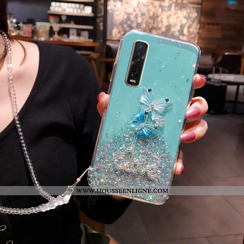 Coque Oppo Find X2 Pro Protection Incruster Strass Rose Personnalité Tendance Cristal Étui Blanche