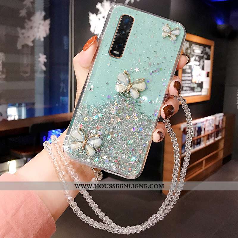 Coque Oppo Find X2 Pro Protection Incruster Strass Rose Personnalité Tendance Cristal Étui Blanche