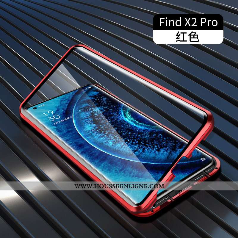 Coque Oppo Find X2 Pro Protection Métal Reversible Verre Transparent Border Verte