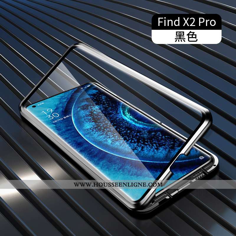 Coque Oppo Find X2 Pro Protection Métal Reversible Verre Transparent Border Verte