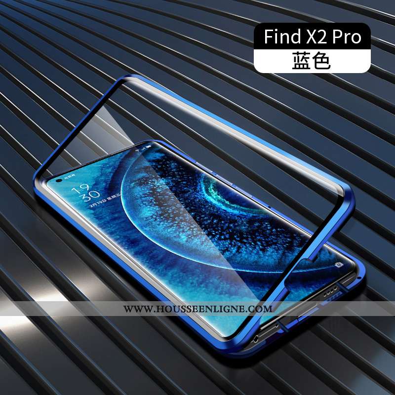 Coque Oppo Find X2 Pro Protection Métal Reversible Verre Transparent Border Verte
