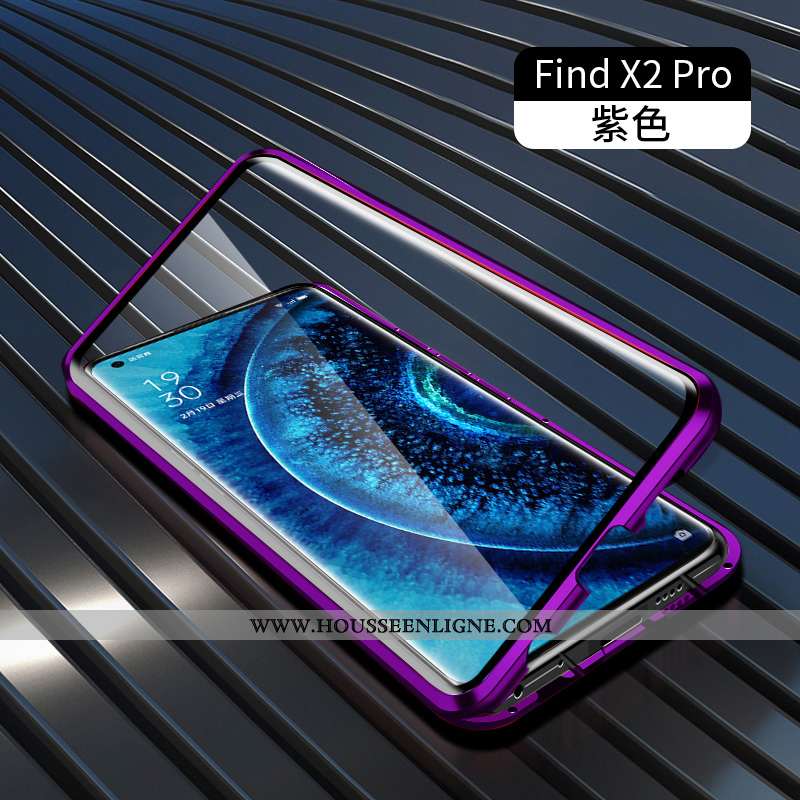 Coque Oppo Find X2 Pro Protection Métal Reversible Verre Transparent Border Verte