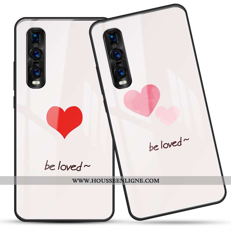 Coque Oppo Find X2 Pro Tendance Silicone Tout Compris Verre Étui Incassable Créatif Blanche