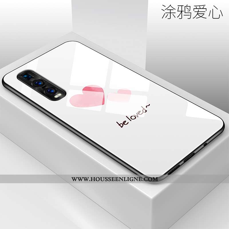 Coque Oppo Find X2 Pro Tendance Silicone Tout Compris Verre Étui Incassable Créatif Blanche