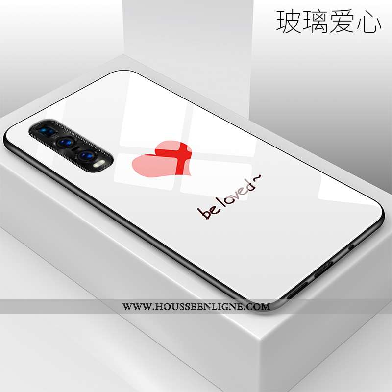 Coque Oppo Find X2 Pro Tendance Silicone Tout Compris Verre Étui Incassable Créatif Blanche