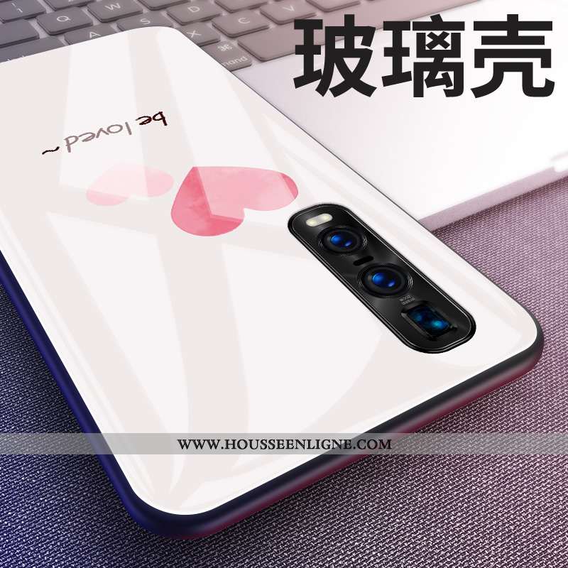 Coque Oppo Find X2 Pro Tendance Silicone Tout Compris Verre Étui Incassable Créatif Blanche