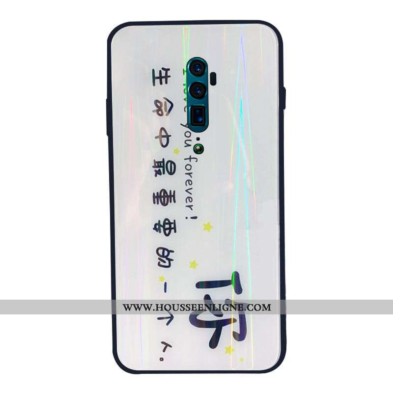 Coque Oppo Reno 10x Zoom Fluide Doux Verre Tendance Téléphone Portable Net Rouge Simple Blanc Blanch