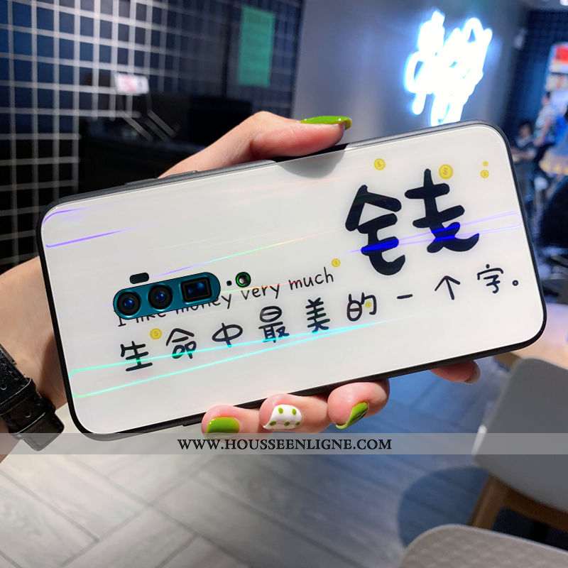 Coque Oppo Reno 10x Zoom Fluide Doux Verre Tendance Téléphone Portable Net Rouge Simple Blanc Blanch