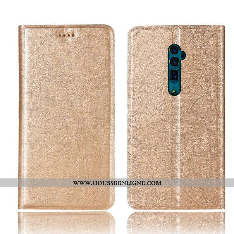 Coque Oppo Reno 10x Zoom Protection Cuir Soie Téléphone Portable Or Tout Compris Doré