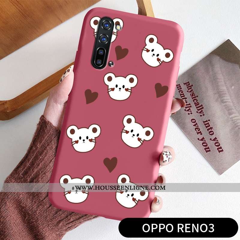 Coque Oppo Reno 3 Charmant Ultra Mode Étui Amoureux Silicone Net Rouge