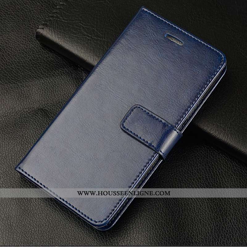 Coque Oppo Reno 3 Cuir Protection Bleu Marin Incassable Téléphone Portable Étui Luxe Bleu Foncé