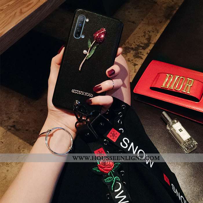 Coque Oppo Reno 3 Ornements Suspendus Tendance Noir Téléphone Portable Silicone Protection
