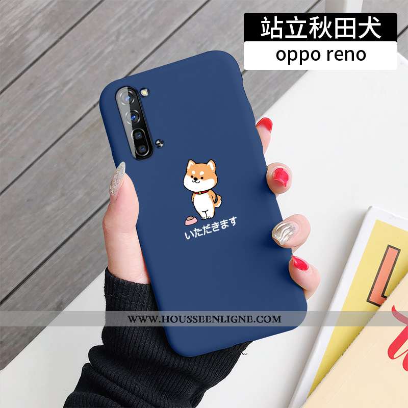 Coque Oppo Reno 3 Personnalité Créatif Simple Net Rouge Amoureux Nouveau Bleu Foncé