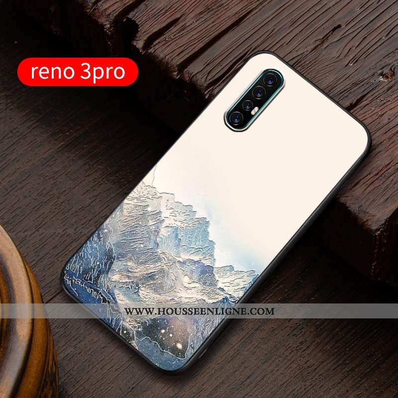 Coque Oppo Reno 3 Pro Créatif Gaufrage Personnalité Incassable Téléphone Portable Ultra Bleu