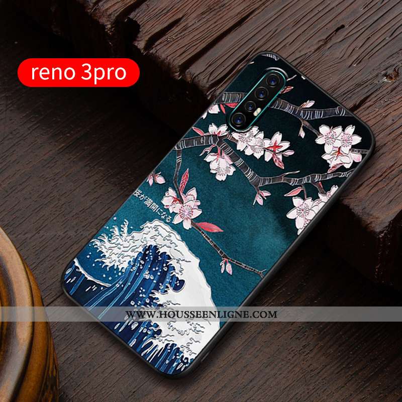 Coque Oppo Reno 3 Pro Créatif Gaufrage Personnalité Incassable Téléphone Portable Ultra Bleu