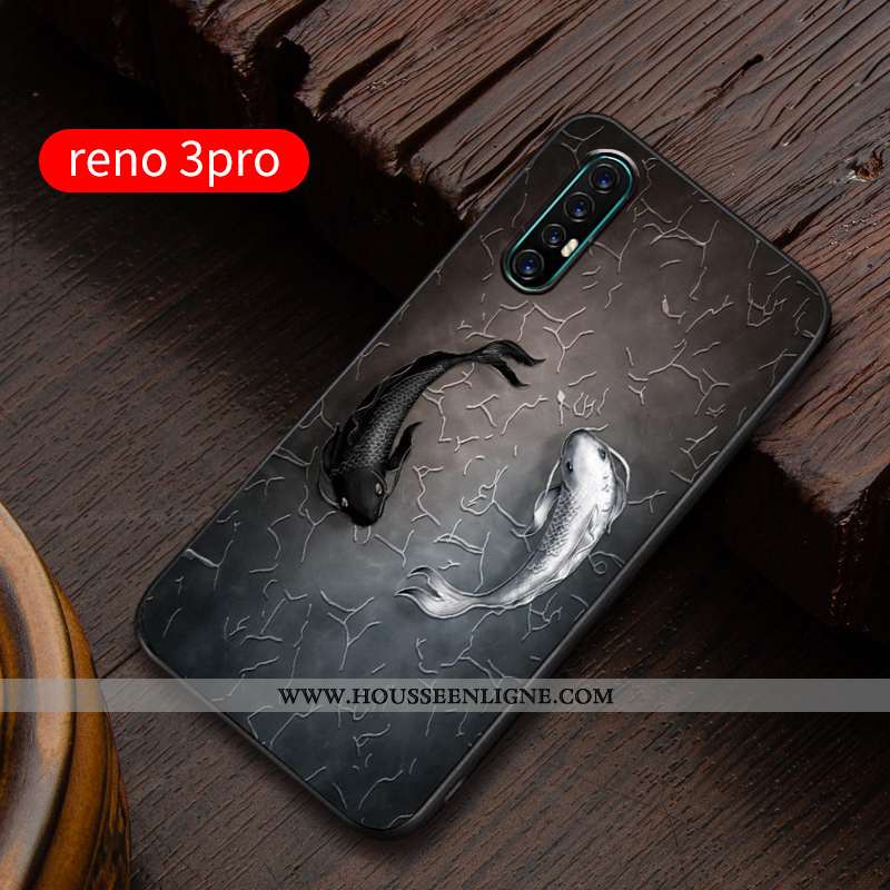 Coque Oppo Reno 3 Pro Créatif Gaufrage Personnalité Incassable Téléphone Portable Ultra Bleu
