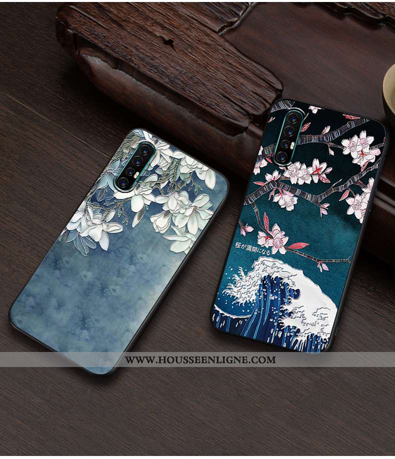 Coque Oppo Reno 3 Pro Créatif Gaufrage Personnalité Incassable Téléphone Portable Ultra Bleu