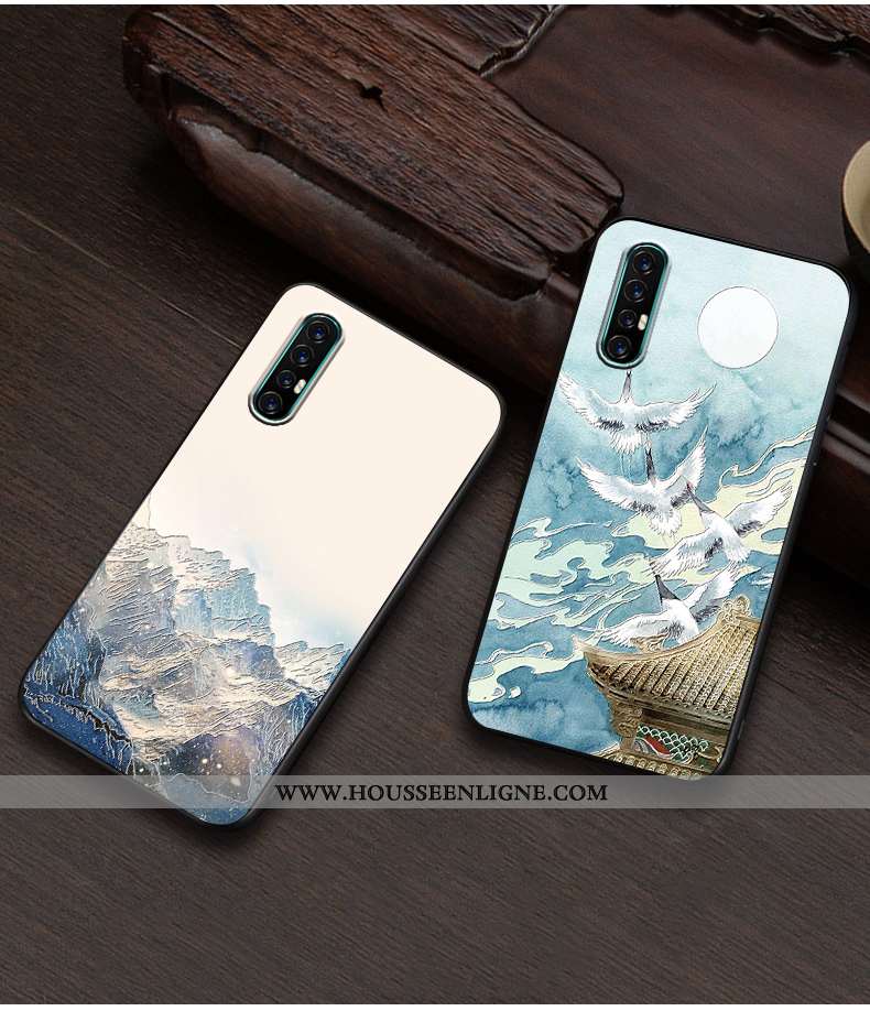 Coque Oppo Reno 3 Pro Créatif Gaufrage Personnalité Incassable Téléphone Portable Ultra Bleu