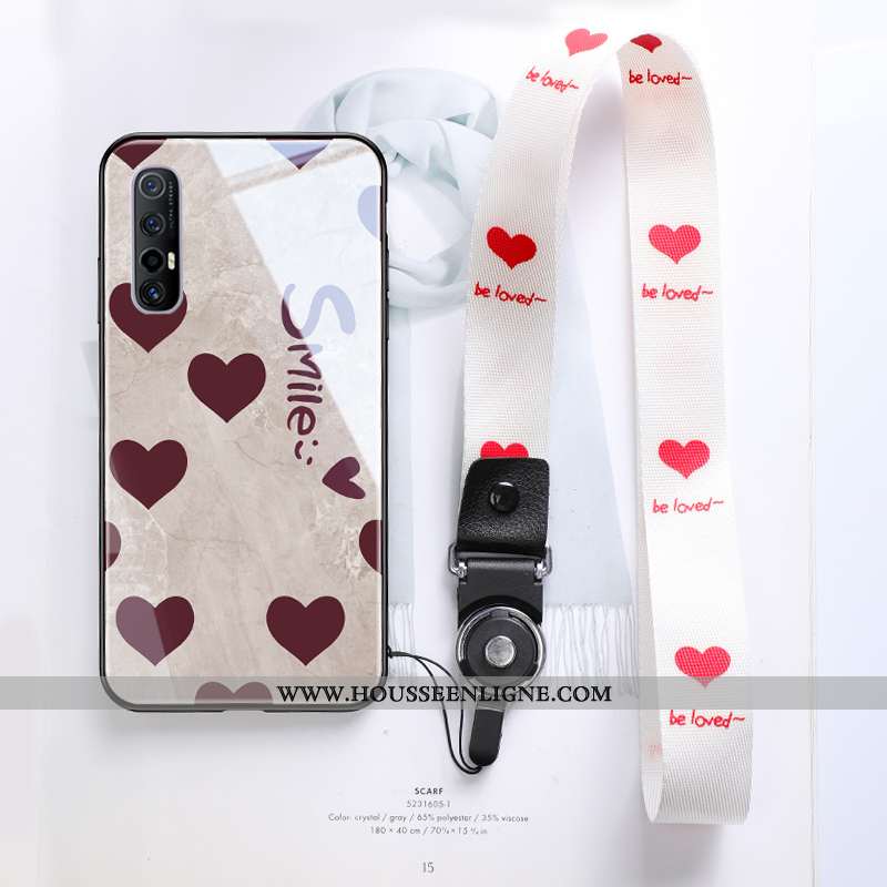 Coque Oppo Reno 3 Pro Créatif Vintage Verre Tout Compris Amour Amoureux Beige