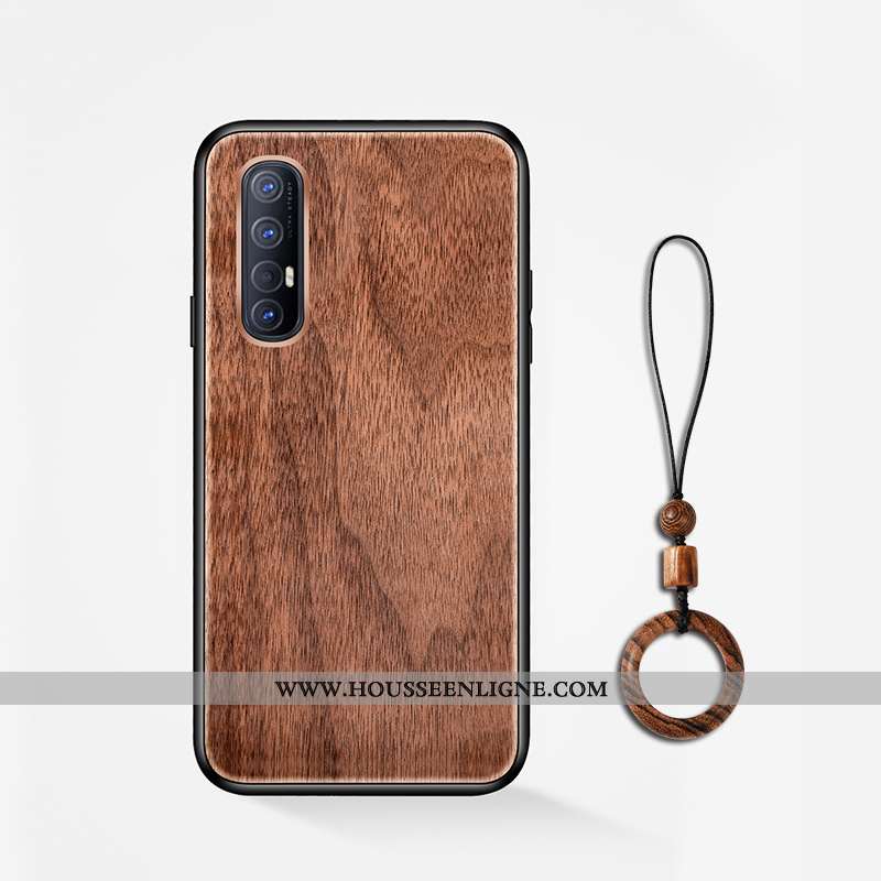 Coque Oppo Reno 3 Pro Délavé En Daim En Bois Protection Téléphone Portable Incassable Marron