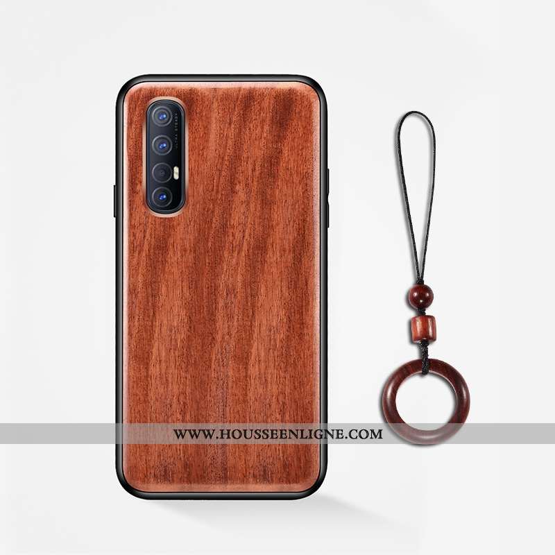 Coque Oppo Reno 3 Pro Délavé En Daim En Bois Protection Téléphone Portable Incassable Marron