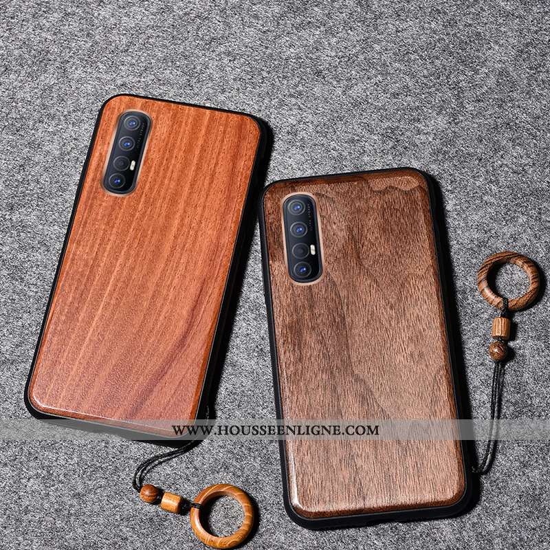 Coque Oppo Reno 3 Pro Délavé En Daim En Bois Protection Téléphone Portable Incassable Marron