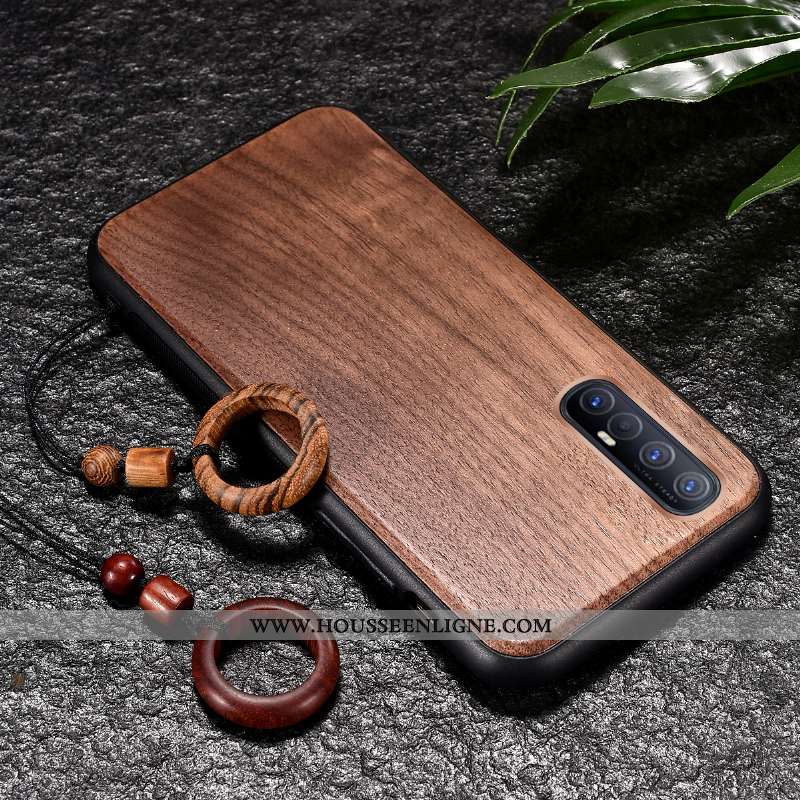 Coque Oppo Reno 3 Pro Délavé En Daim En Bois Protection Téléphone Portable Incassable Marron