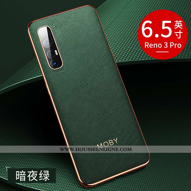 Coque Oppo Reno 3 Pro Légère Protection Business Étui Cuir Véritable Luxe Tout Compris Bordeaux