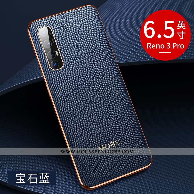 Coque Oppo Reno 3 Pro Légère Protection Business Étui Cuir Véritable Luxe Tout Compris Bordeaux