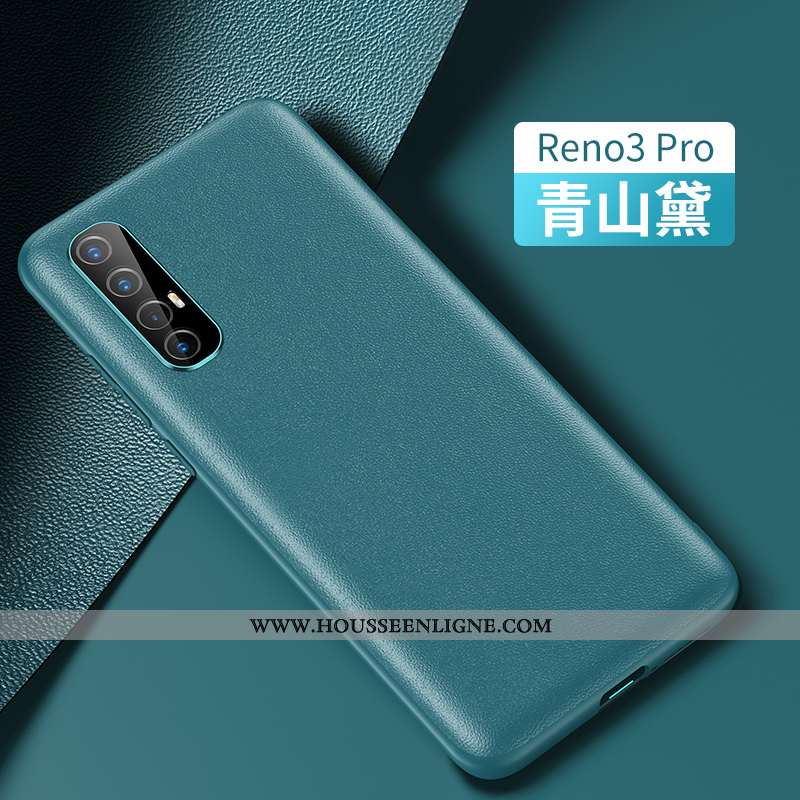 Coque Oppo Reno 3 Pro Mode Protection Étui Cuir Tout Compris Cuir Véritable Personnalité Noir