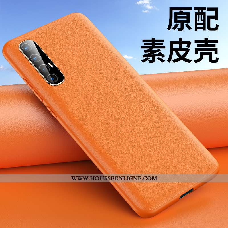 Coque Oppo Reno 3 Pro Mode Protection Étui Cuir Tout Compris Cuir Véritable Personnalité Noir