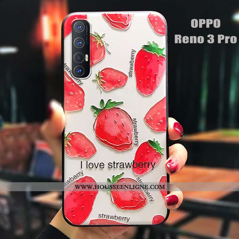 Coque Oppo Reno 3 Pro Silicone Délavé En Daim Fluide Doux Téléphone Portable Personnalité Étui Rouge