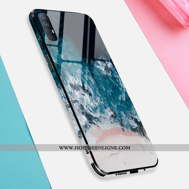 Coque Oppo Reno 3 Pro Tendance Silicone Net Rouge Mode Protection Grand Étui Bleu