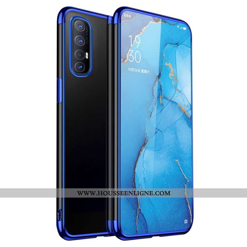 Coque Oppo Reno 3 Pro Transparent Silicone Étui Incassable Simple Bleu
