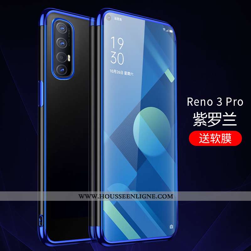 Coque Oppo Reno 3 Pro Transparent Silicone Étui Incassable Simple Bleu