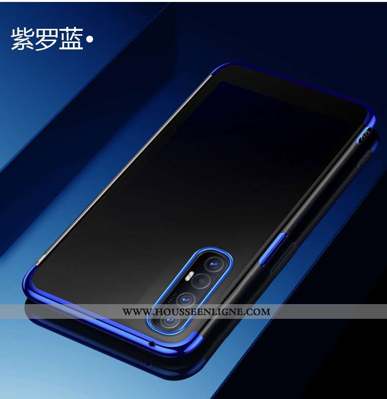 Coque Oppo Reno 3 Pro Transparent Silicone Étui Incassable Simple Bleu