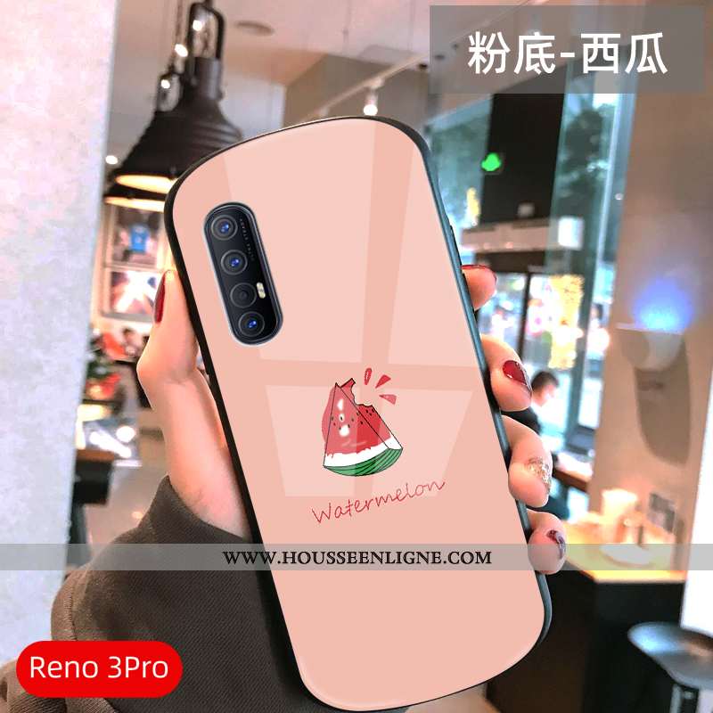 Coque Oppo Reno 3 Pro Verre Ultra Légère Frais Téléphone Portable Amoureux Net Rouge Verte