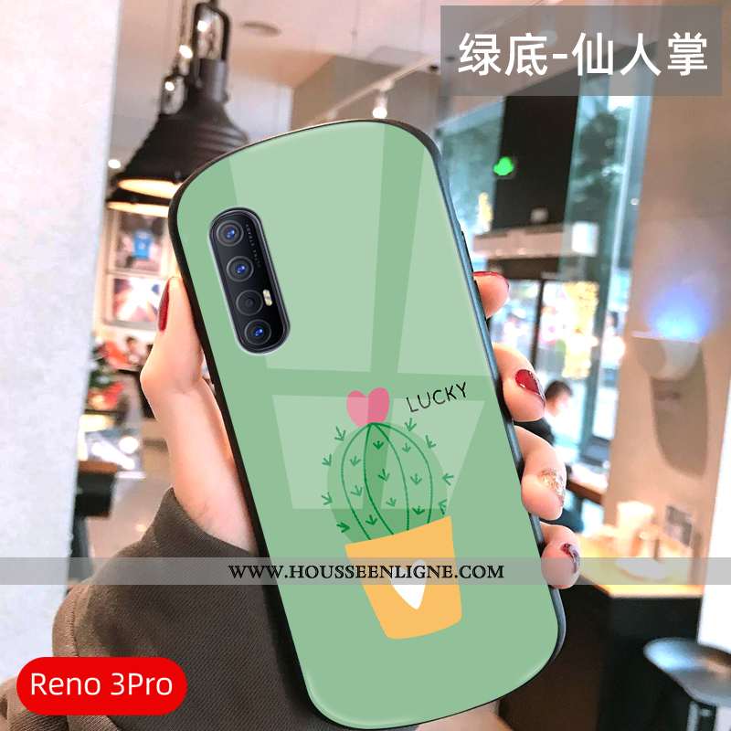 Coque Oppo Reno 3 Pro Verre Ultra Légère Frais Téléphone Portable Amoureux Net Rouge Verte