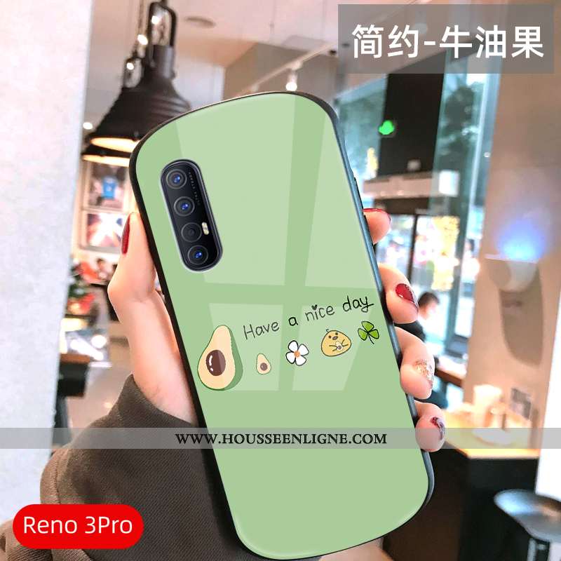 Coque Oppo Reno 3 Pro Verre Ultra Légère Frais Téléphone Portable Amoureux Net Rouge Verte