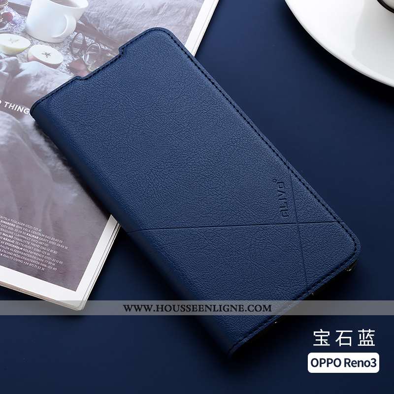Coque Oppo Reno 3 Protection Cuir Rouge Étui Silicone Incassable Clamshell Rose