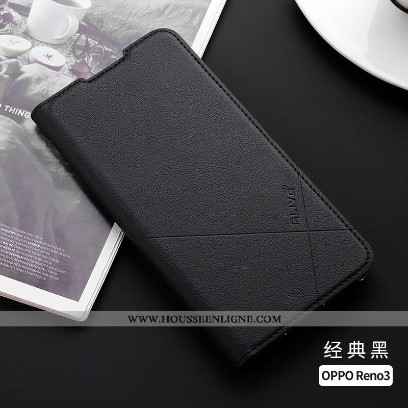 Coque Oppo Reno 3 Protection Cuir Rouge Étui Silicone Incassable Clamshell Rose