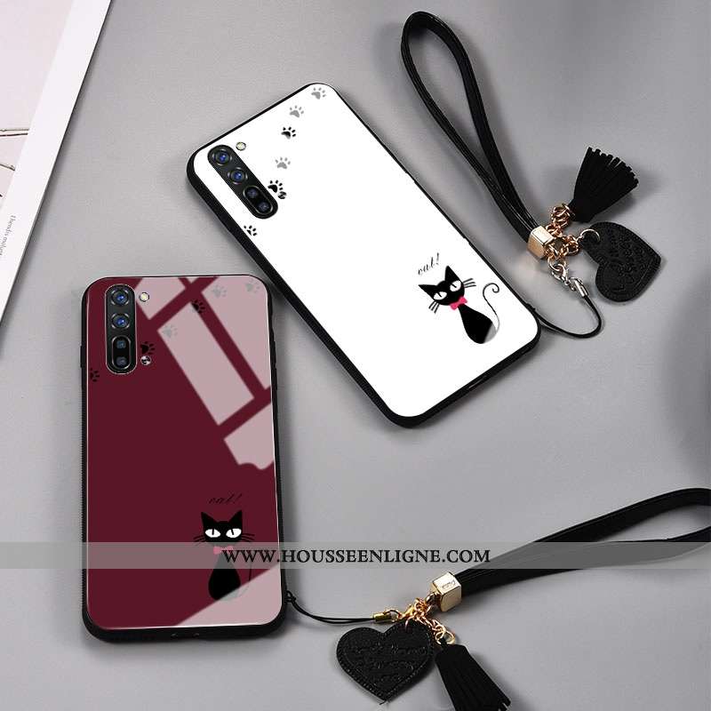 Coque Oppo Reno 3 Protection Verre Créatif Frais Mode Silicone Blanche