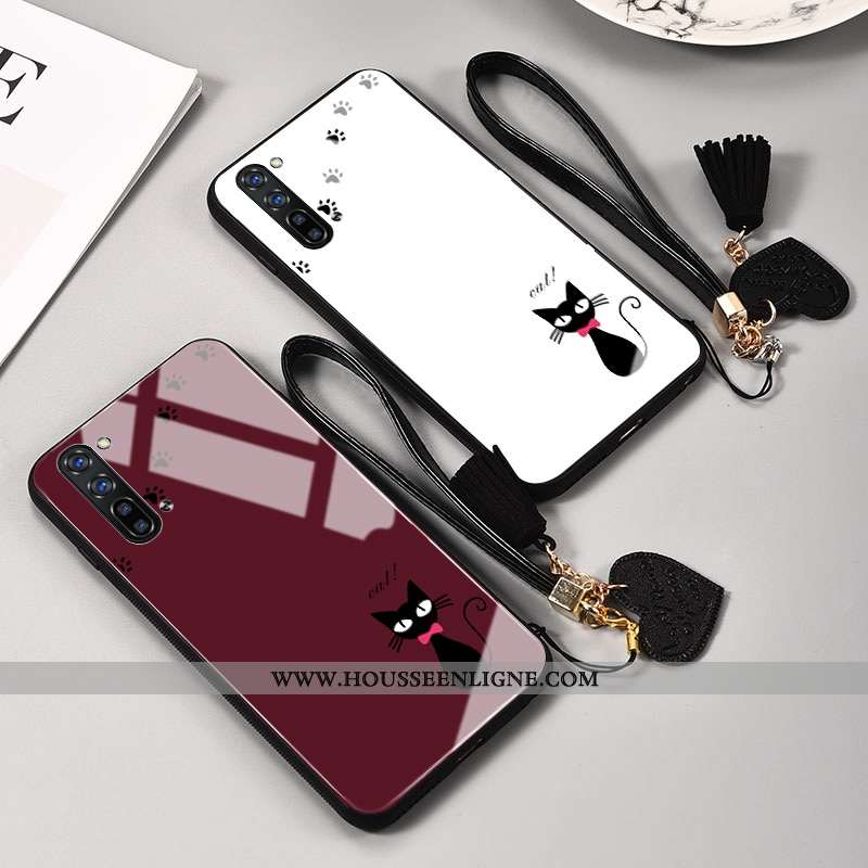 Coque Oppo Reno 3 Protection Verre Créatif Frais Mode Silicone Blanche