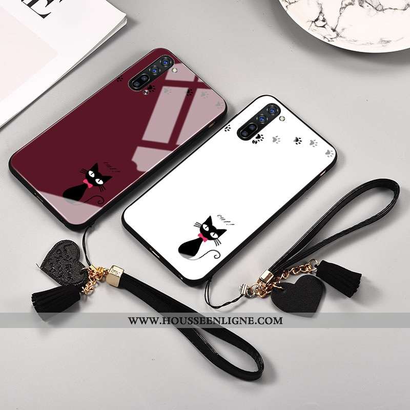 Coque Oppo Reno 3 Protection Verre Créatif Frais Mode Silicone Blanche