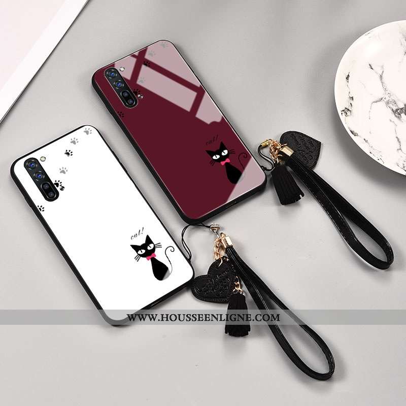 Coque Oppo Reno 3 Protection Verre Créatif Frais Mode Silicone Blanche