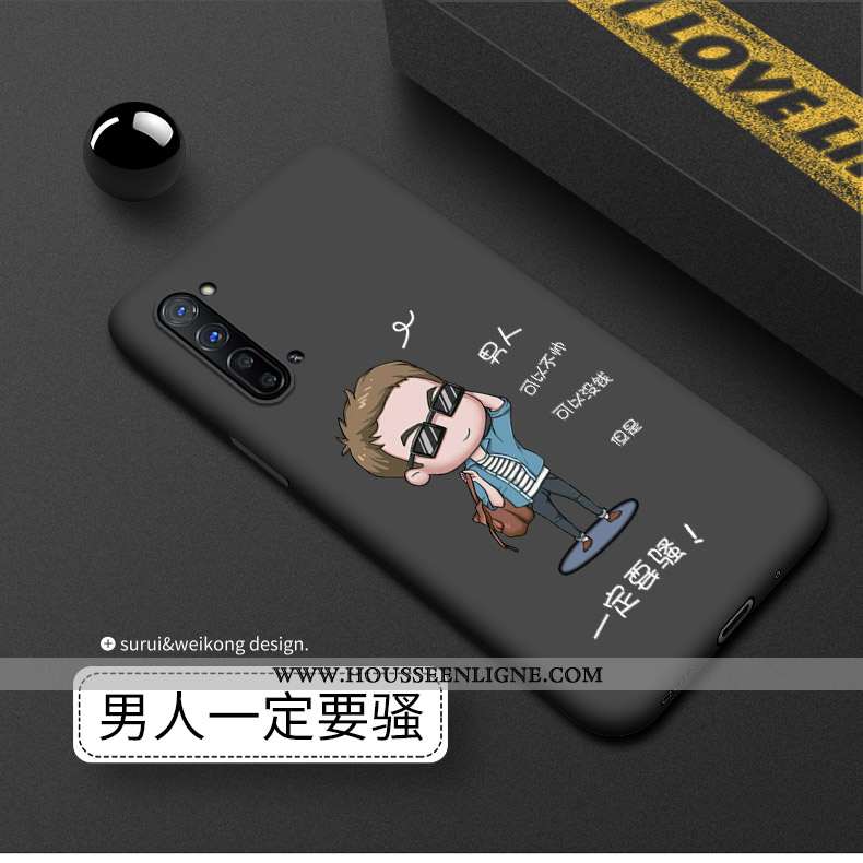 Coque Oppo Reno 3 Silicone Délavé En Daim Noir Luxe Téléphone Portable Incassable
