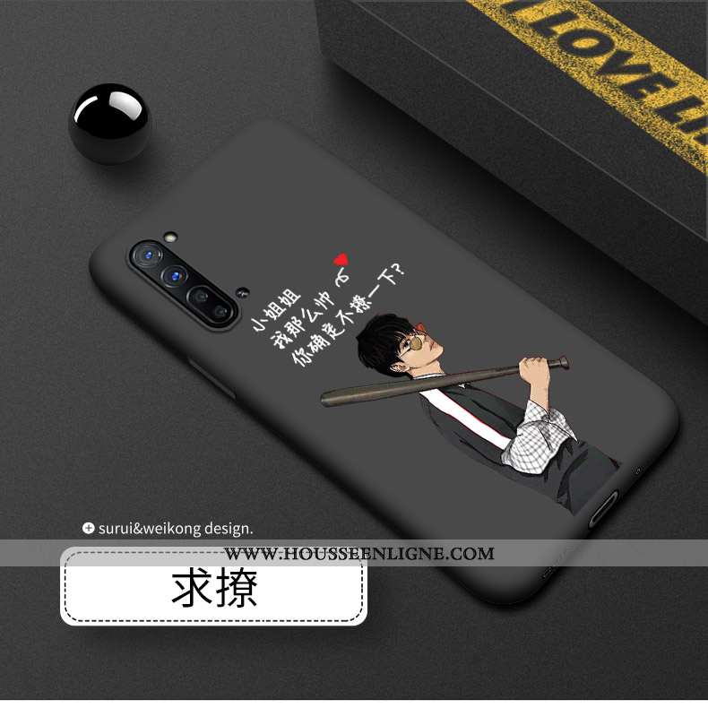 Coque Oppo Reno 3 Silicone Délavé En Daim Noir Luxe Téléphone Portable Incassable
