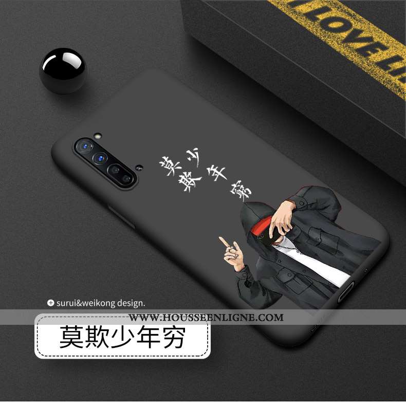 Coque Oppo Reno 3 Silicone Délavé En Daim Noir Luxe Téléphone Portable Incassable