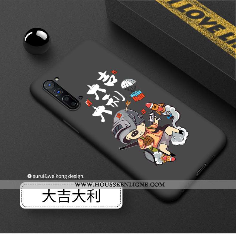 Coque Oppo Reno 3 Silicone Délavé En Daim Noir Luxe Téléphone Portable Incassable